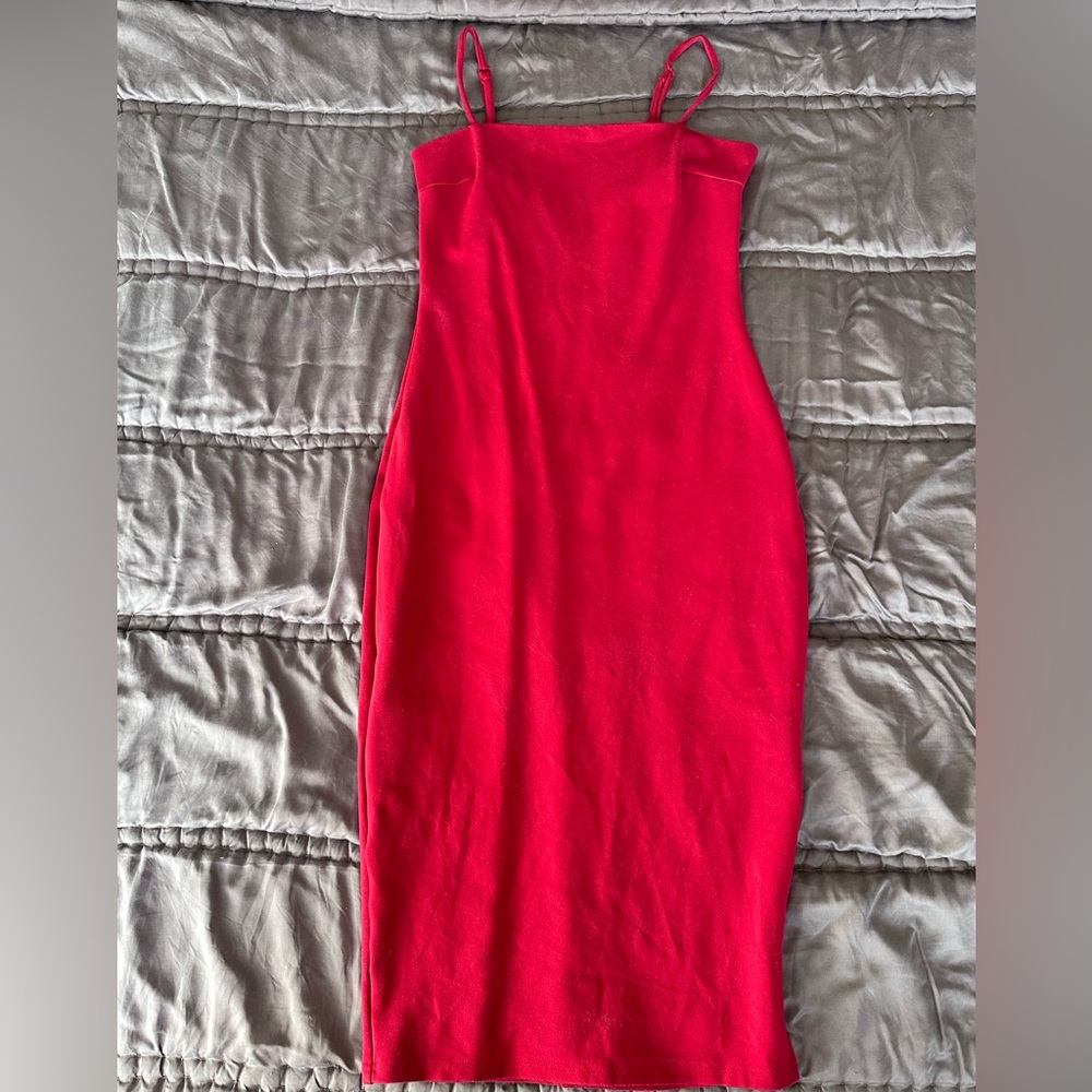 Lulu's Vibrant Red Midi Bodycon Dress